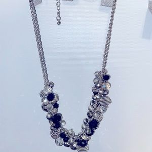 Black and silver beaded/metal necklace and earrings set
